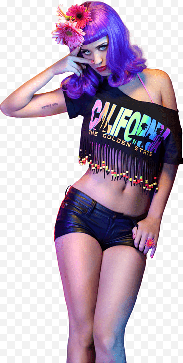 s De Famosos, Katy Parry mặc áo crop-top và quần short ngắn màu đen png
