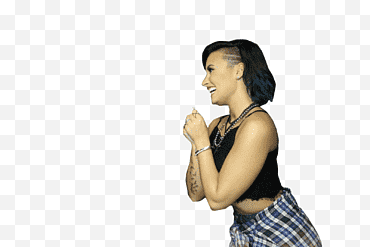 Demi Lovato, siyah crop top giyen kadın png