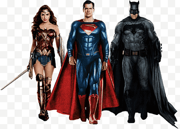 Trinity Justice League, DC kahramanları kostümü giyen iki bilinmeyen ünlü ile Gal Gadot png