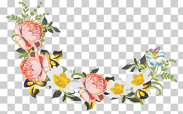 Ss, fleurs roses et blanches png