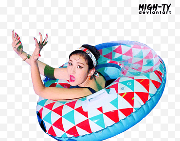 wanita dalam float tiup warna-warni png