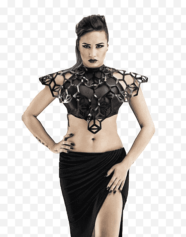 Demi Lovato, siyah crop top elbiseli kadın png