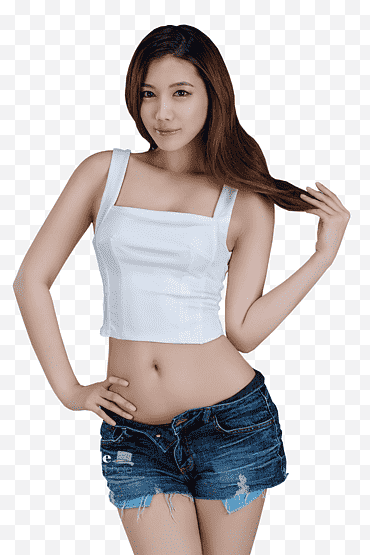 Frau trägt weißes ärmelloses Crop-Top png