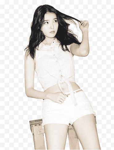IU, femme portant un haut court sans manches blanc png