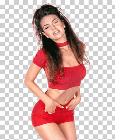 kvinnor bär röd crop topp och shorts png