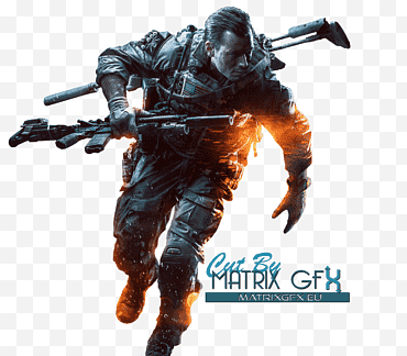 Render Battlefield 4, pria memegang senapan serbu hitam png