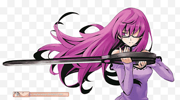 Sheele (Akame ga Kill!), Render, personnage anime femme aux cheveux violets tenant illustration de l'épée noire png