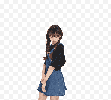 vrouw, gekleed in blauwe denim tuinbroekrok png