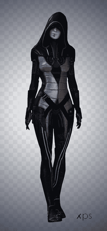 Kasumi, tenue noire haute résolution, femme portant illustration de costume à capuche png
