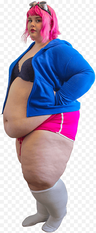 Bigcuties Beccabae ชุด 226 ขนมปังทำให้คุณอ้วนผู้หญิงยืนสวมชุดชั้นในสีดำและกางเกงขาสั้นสีชมพู png