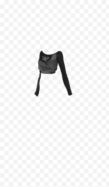 CDM FAN, áo crop top dài tay màu đen xám nữ png