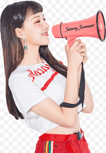 GFriend Sunny Summer PT1, Frau mit weißem und rotem Crop-Top und Ping-Megaphon png