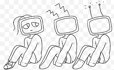 TV Head Base F2U, bosquejo de tres personajes de televisión CRT png