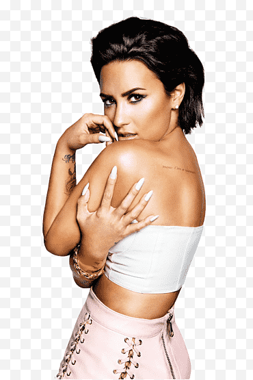 Demi Lovato, witte crop top voor dames png
