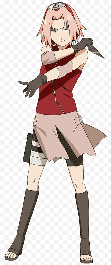 Naruto Shippuden, Sakura Haruno tenant un kunai noir png