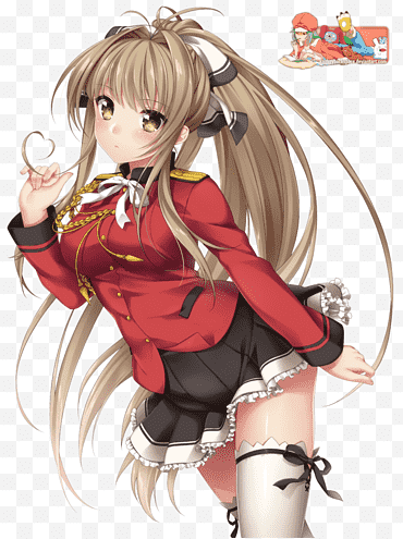 Sento Isuzu (Amagi Brilliant Park), Render, 빨간색과 검은 색 유니폼을 입은 여성 애니메이션 캐릭터 png