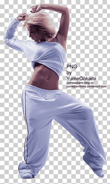 DANCER, người phụ nữ mặc áo crop top trắng bất đối xứng và quần thể thao màu đen png