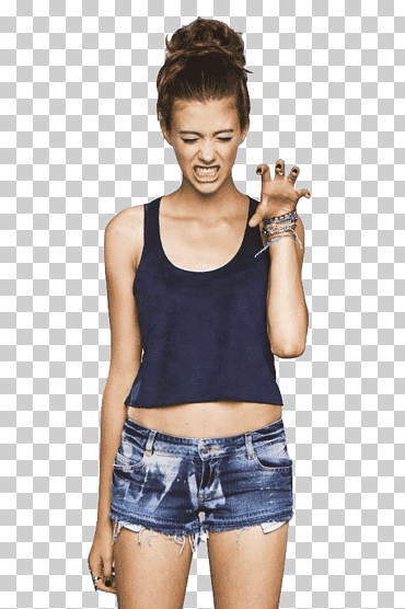 Kalia Prescott, mavi crop top askılı kadın png