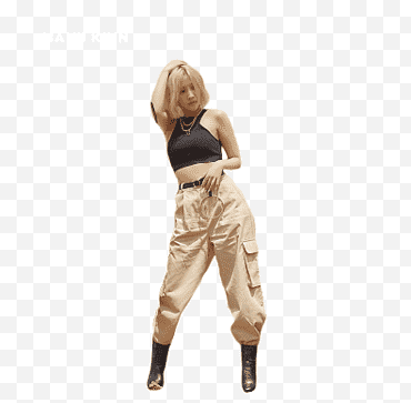người phụ nữ mặc áo crop top đen và quần dài màu nâu png